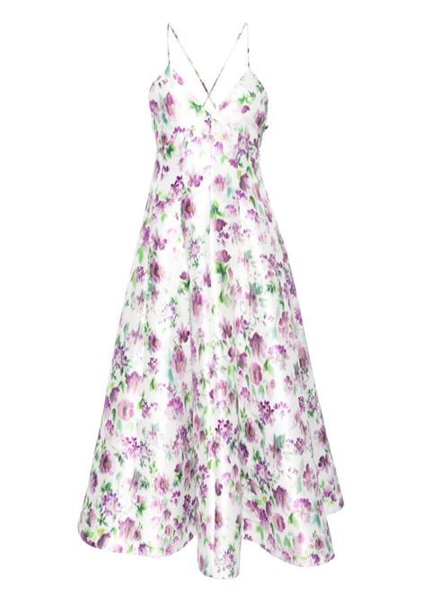 Multicolor floral-print flared midi dress - women